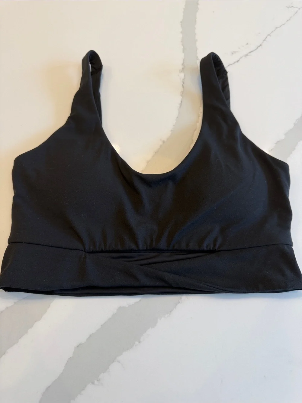 lululemon athletica Nulu Twist Front Black Scoop Neck Sports Bra